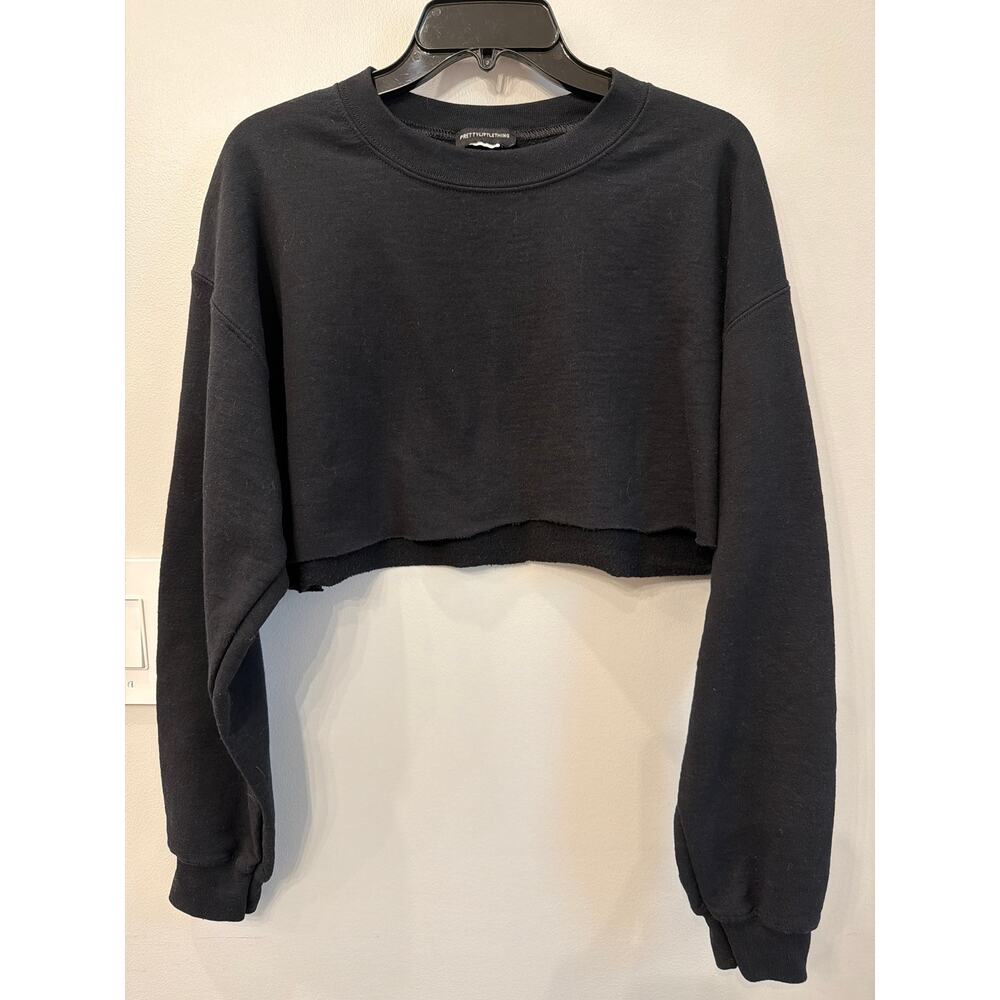 Pretty Little Thing Black Cropped Sweatshirt